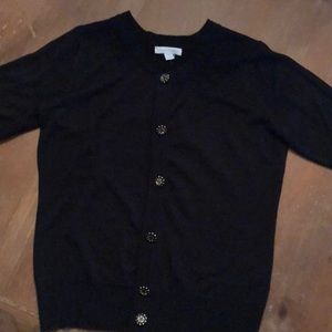 Short sleeved dressy black Cardigan sweater small